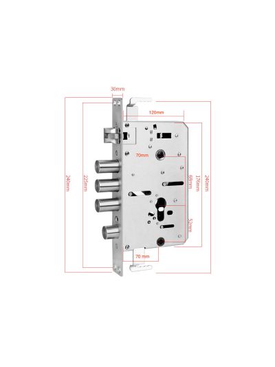 Распашная 3х ригельная мортиза с круглыми ригилями 70x68 TTLOCK