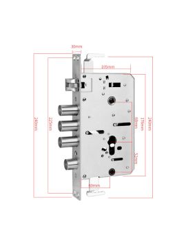Распашная 3х ригельная мортиза с круглыми ригелями 60x68 TTLOCK