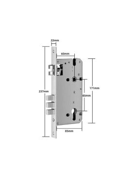 Распашная 3х ригельная мортиза 60x85 TTLOCK