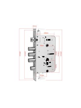 Распашная 3х ригельная мортиза с круглыми ригилями 70x68 TTLOCK